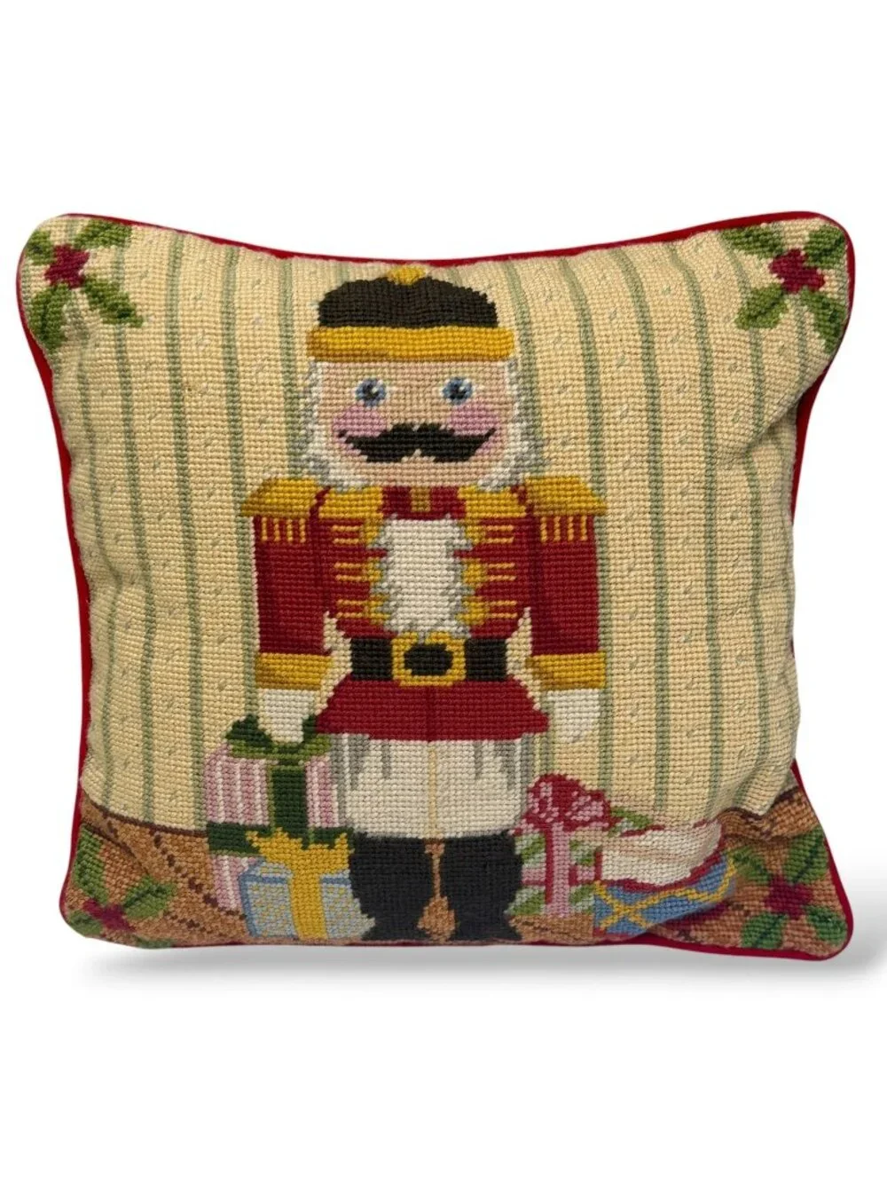 Christmas Needlepoint Accent Pillow The Nutcracker Zip Cover w/ Insert 13